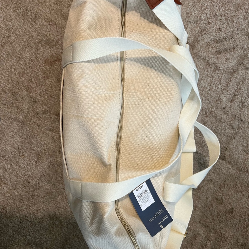 Cream Canvas Duffel Bag